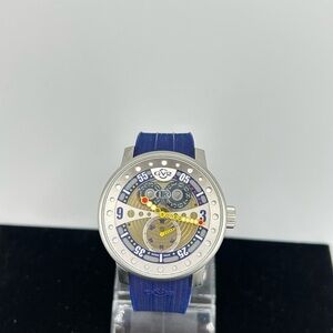 GV2 by Gevril 4042R3 Powerball Limited Edition Big Date Blue Band Men's Watch #9